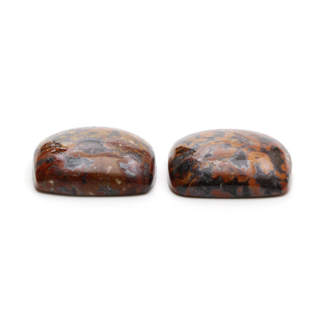 Natural Gold Leaf Jasper Smooth Cushion Loose Gemstone, 20x20 mm, Jasper Jewelry Handmade Gift for Women, Pair - National Facets, Gemstone Manufacturer, Natural Gemstones, Gemstone Beads