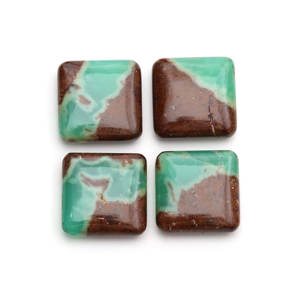 Green Opal Smooth Square Loose Gemstone, 20x20 mm, Green Opal Bicolor Gemstone, Square Gemstone, Set of 4 Pieces - National Facets, Gemstone Manufacturer, Natural Gemstones, Gemstone Beads