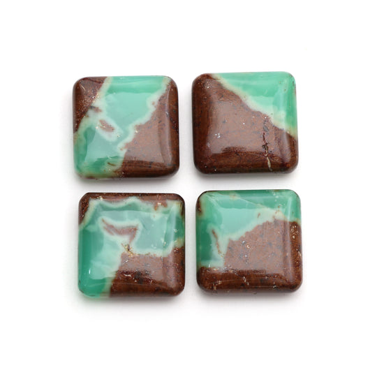 Green Opal Smooth Square Loose Gemstone, 20x20 mm, Green Opal Bicolor Gemstone, Square Gemstone, Set of 4 Pieces