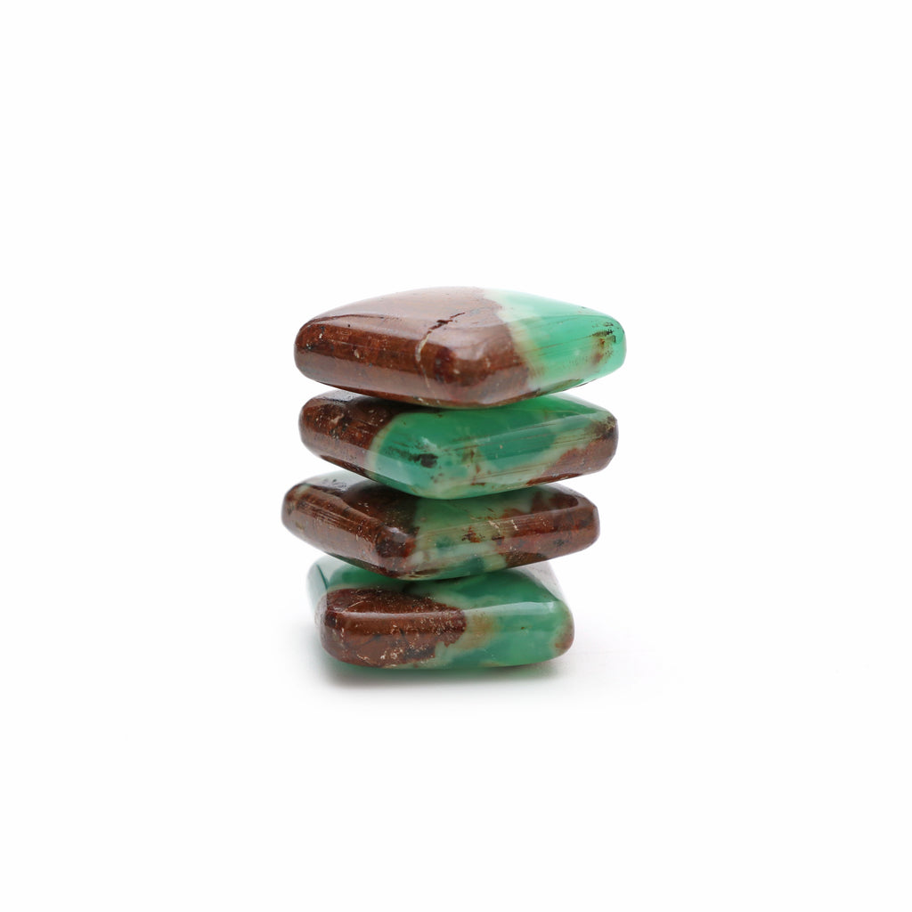 Green Opal Smooth Square Loose Gemstone, 20x20 mm, Green Opal Bicolor Gemstone, Square Gemstone, Set of 4 Pieces - National Facets, Gemstone Manufacturer, Natural Gemstones, Gemstone Beads