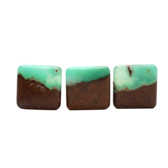 Green Opal Smooth Square Loose Gemstone, 20.5x20.5 mm, Opal Jewelry Making Gemstone, Set of 3 Pieces