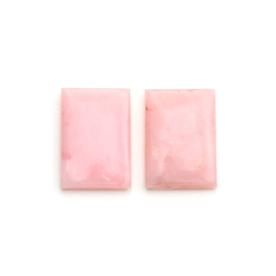 Natural Pink Opal Smooth Rectangle Cabochon Loose Gemstone, 14.5x20.5 mm, Opal Jewelry Making Gemstone, Pair ( 2 Pieces )