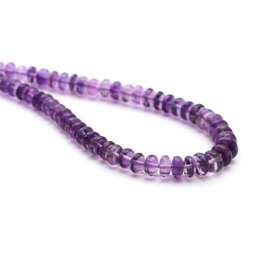 4.5 mm - 8 mm Amethyst Smooth Rondelle Shape Gemstone Beads