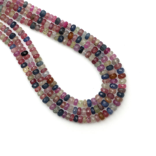 3-5MM Multi Sapphire Faceted Rondelle Shape Beads