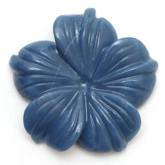 Blue Opal Flower Carving Loose Gemstone, 28.5x28.5 mm, Blue Opal Jewelry Making Gemstone, 1 Piece