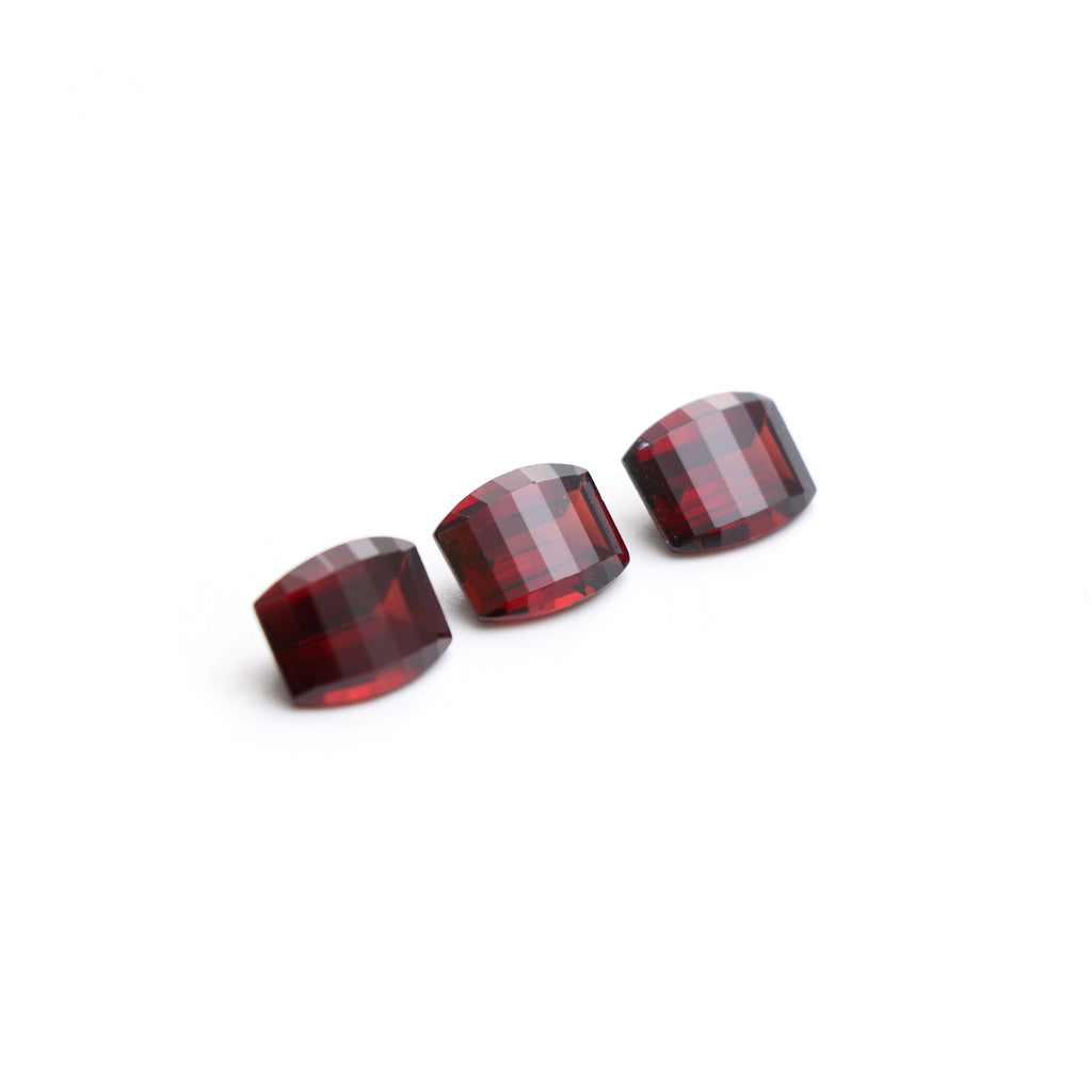 Natural Garnet Faceted Rectangle Loose Gemstone, 8x10 mm, Garnet Faceted Jewelry Making Gemstone, Set of 3 Pieces - National Facets, Gemstone Manufacturer, Natural Gemstones, Gemstone Beads