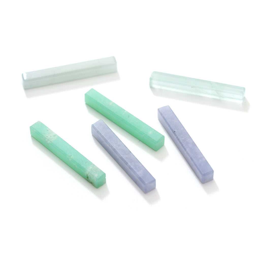 Natural Mix Semi Smooth Long Slice Loose Gemstone, 4x30 mm, Multi Gemstone, Mix Semi Slices, Set of 6 Pieces - National Facets, Gemstone Manufacturer, Natural Gemstones, Gemstone Beads
