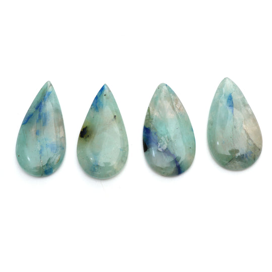 希少でゴージャスな長石の滑らかなペアカボション、17x32 mm、長石ジュエリー製作用宝石、4個セット