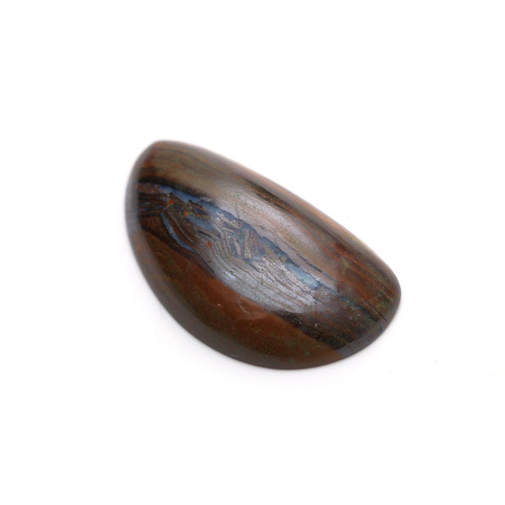 Natural Boulder Opal Smooth Organic Shape Loose Gemstone, 18x36 mm to 23.5x40.5 mm, Boulder Opal Smooth Cabochon Gemstone, Set of 3 Pieces - National Facets, Gemstone Manufacturer, Natural Gemstones, Gemstone Beads