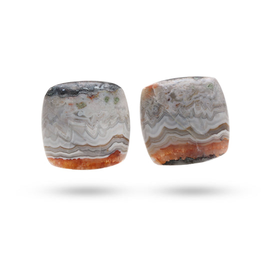 Moss Agate Smooth Cushion Cabochon Loose Gemstone, 20x20 mm, Moss Agate Jewelry Making Gemstone, Pair