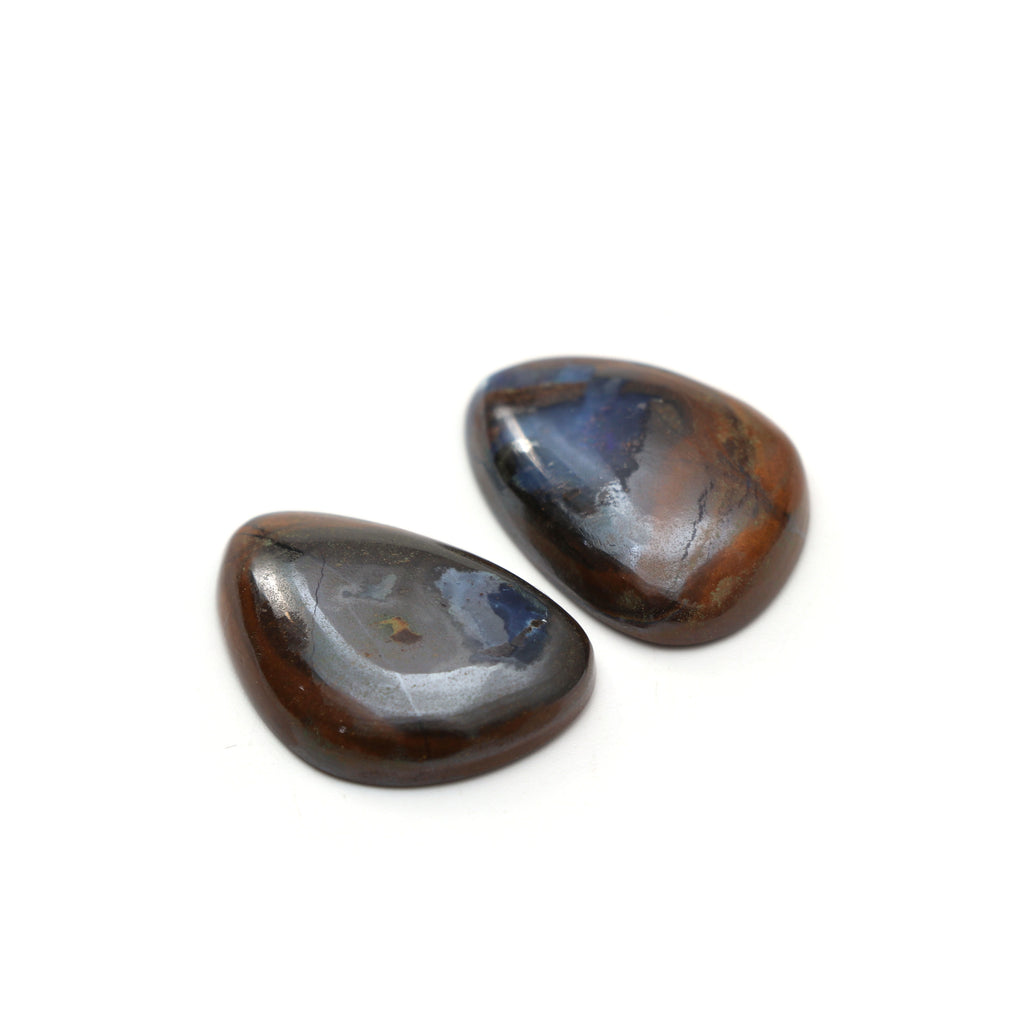 Natural Boulder Opal Smooth Organic Shape Loose Gemstone - 17.5x24.5 mm - Boulder Opal Jewelry Making Gemstone, Pair - National Facets, Gemstone Manufacturer, Natural Gemstones, Gemstone Beads