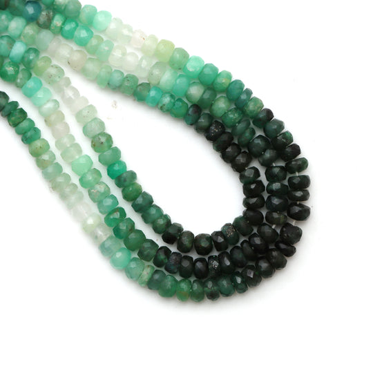 4-5mm Shaded Emerald Faceted Rondelle Gemstone Beads