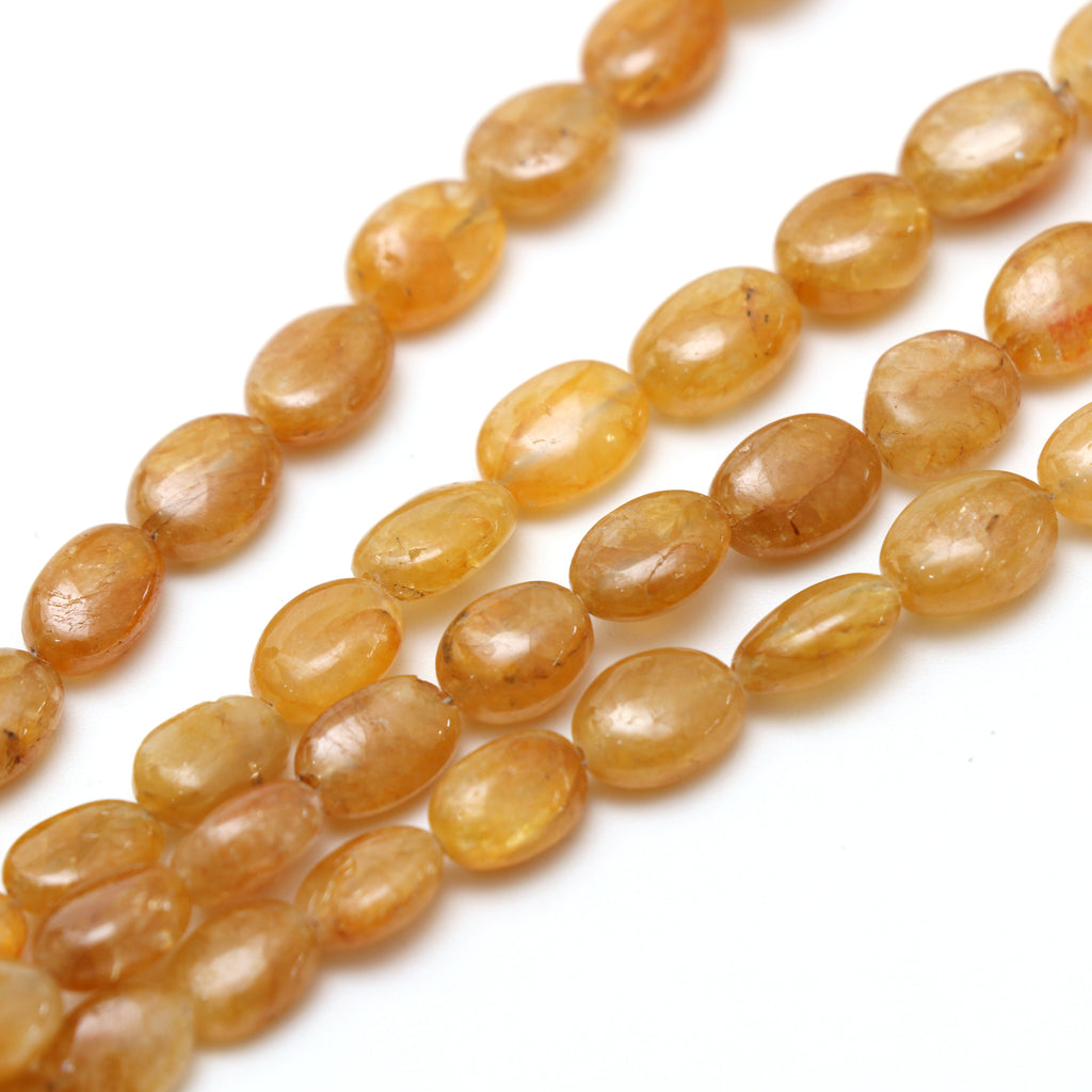 Yellow Sapphire Smooth Tumble Beads, 5x6 mm to 8.5x12 mm, Sapphire Jewelry Handmade Gift for Women, 18 Inches Full Strand, Price Per Strand - National Facets, Gemstone Manufacturer, Natural Gemstones, Gemstone Beads, Gemstone Carvings