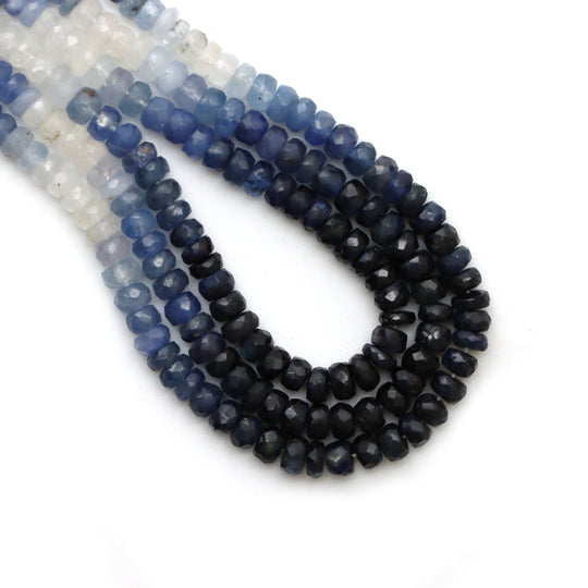 4-5mm Natural Shaded Blue Sapphire Faceted Rondelle Beads