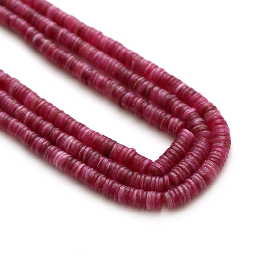 ルビーガラス入りスムースタイヤビーズ、4.5 mm ～ 6 mm、ルビージュエリーメイキングビーズ、17 インチフルストランド、1 ストランドあたりの価格