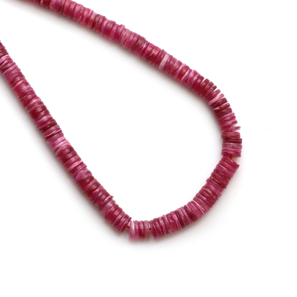 Ruby Glass Filled Smooth Tyre Beads, 4.5 mm to 6 mm, Ruby Jewelry Handmade Gift for Women, 17 Inches Full Strand, Price Per Strand - National Facets, Gemstone Manufacturer, Natural Gemstones, Gemstone Beads, Gemstone Carvings