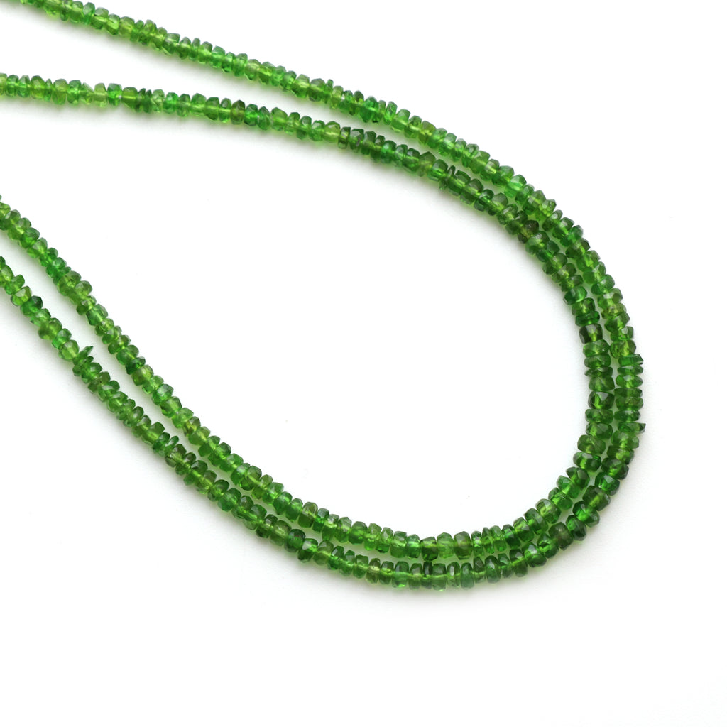 Chrome Diopside Faceted Rondelle Beads, 2.5 mm to 3.5 mm, Chrome Diopside Rondelle Jewelry Making Beads, 18 Inch Full Strand, Price Per Strand - National Facets, Gemstone Manufacturer, Natural Gemstones, Gemstone Beads, Gemstone Carvings