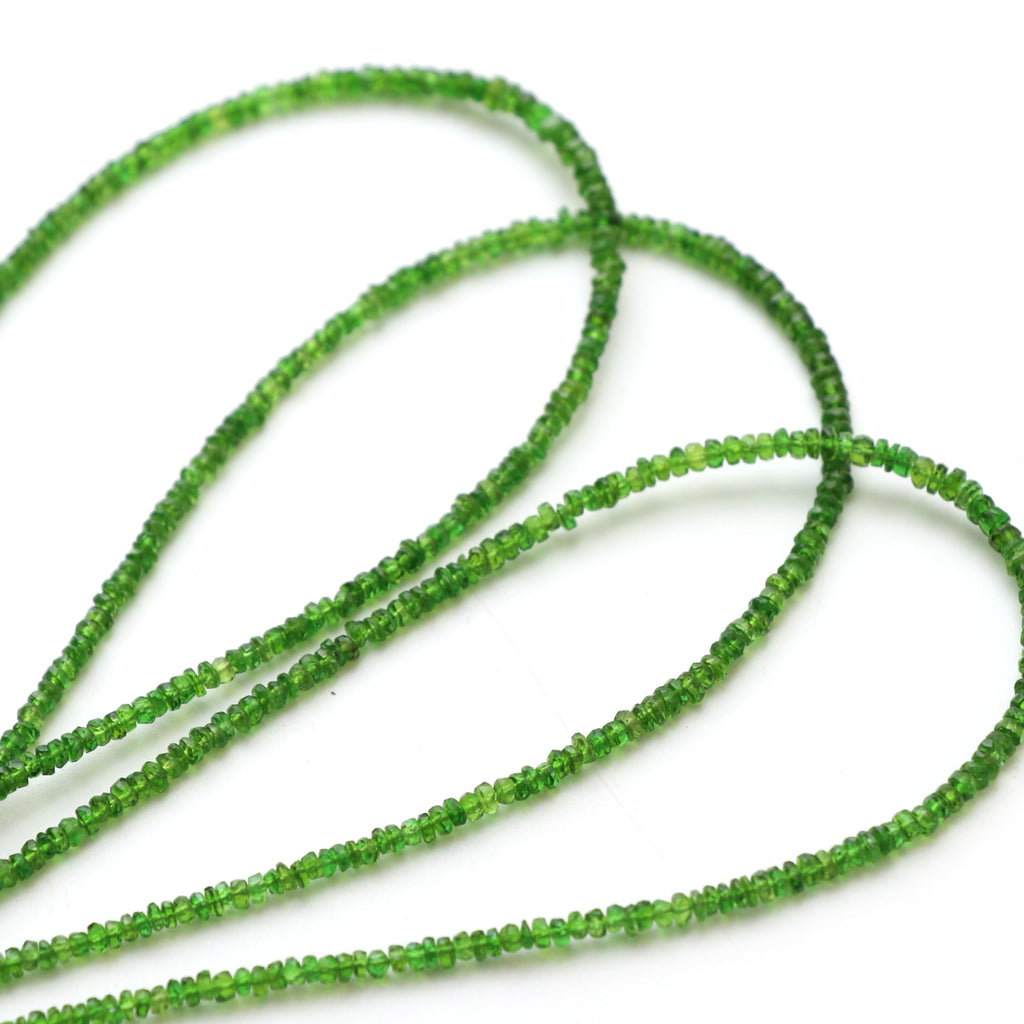 Chrome Diopside Faceted Rondelle Beads, 2.5 mm to 3.5 mm, Chrome Diopside Rondelle Jewelry Making Beads, 18 Inch Full Strand, Price Per Strand - National Facets, Gemstone Manufacturer, Natural Gemstones, Gemstone Beads, Gemstone Carvings