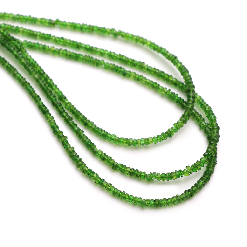 Chrome Diopside Faceted Rondelle Beads, 2.5 mm to 3.5 mm, Chrome Diopside Rondelle Jewelry Making Beads, 18 Inch Full Strand, Price Per Strand - National Facets, Gemstone Manufacturer, Natural Gemstones, Gemstone Beads, Gemstone Carvings