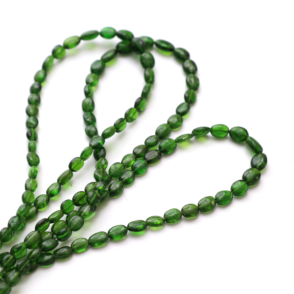 Chrome Diopside Smooth Oval Beads, 4x4.5 mm to 5.5x8 mm, Chrome Diopside Jewelry Making Beads, 18 Inch Full Strand, Price Per Strand - National Facets, Gemstone Manufacturer, Natural Gemstones, Gemstone Beads, Gemstone Carvings