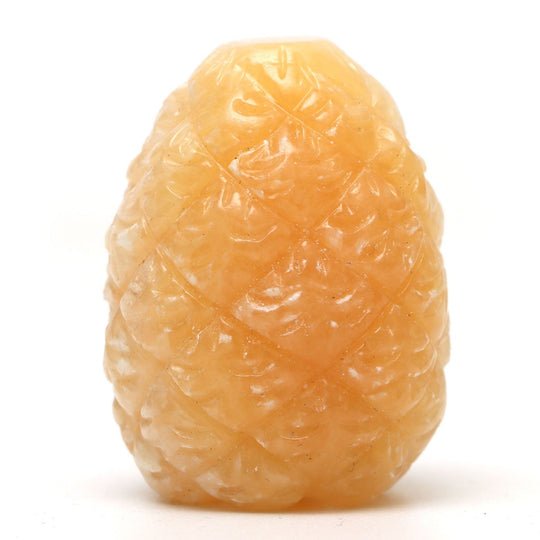 Calcite Pineapple Carving Loose Gemstone, 33x43 mm, Calcite Jewelry, Pineapple Carving, Yellow Calcite Pineapple, Home & Living
