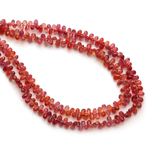 サファイア ファセット ドロップ ビーズ、2.5x4 mm ～ 3x4.5 mm、サファイア ジュエリー メイキング ビーズ、16 インチ フル ストランド、1 ストランドあたりの価格