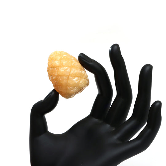Calcite Pineapple Carving Loose Gemstone, 31x42 mm, Calcite Jewelry, Pineapple Carving, Yellow Calcite Pineapple, Home & Living