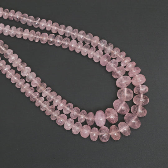 Morganite Smooth Rondelle Beads, 4 mm to 10.5 mm, Morganite Jewelry Making Beads, 18 Inch Full Strand, Price Per Strand