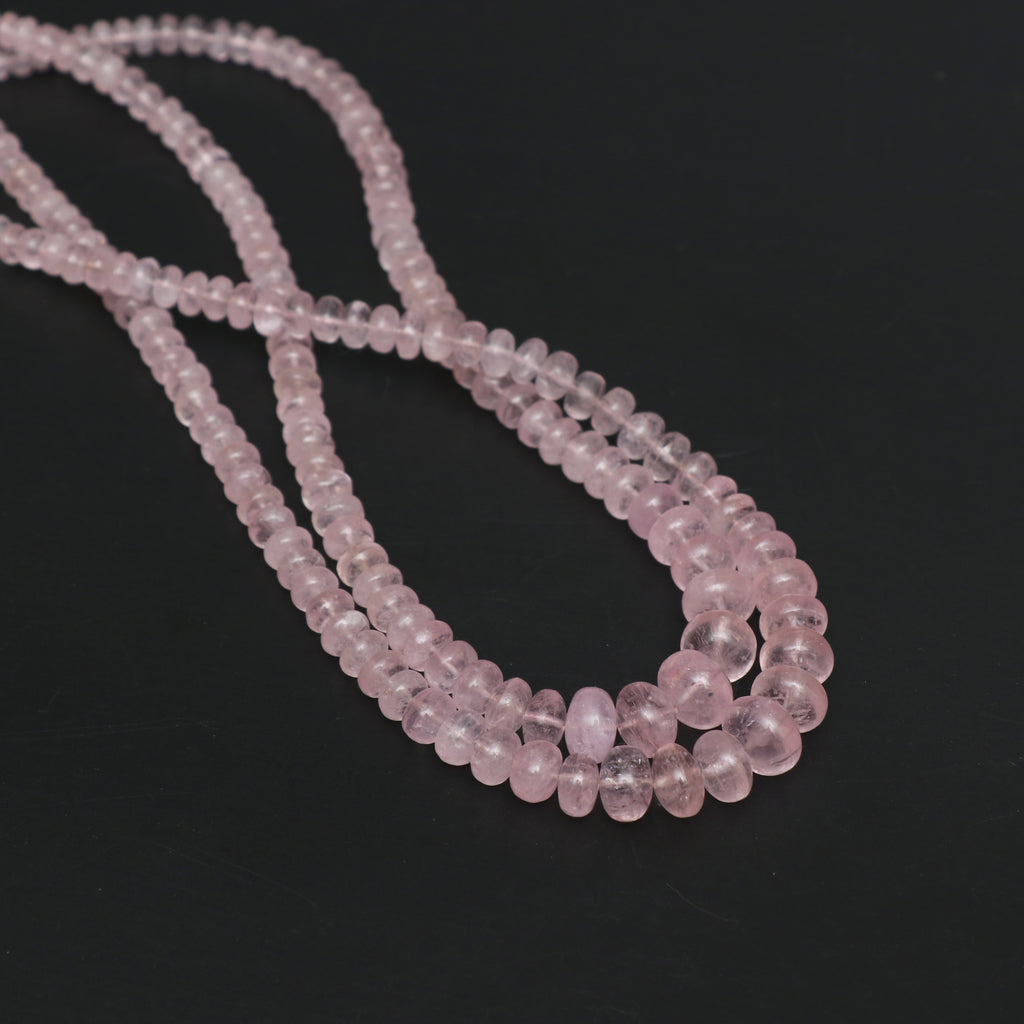Morganite Smooth Rondelle Beads, 4 mm to 10.5 mm, Morganite Jewelry Handmade Gift for Women, 18 Inch Full Strand, Price Per Strand - National Facets, Gemstone Manufacturer, Natural Gemstones, Gemstone Beads, Gemstone Carvings