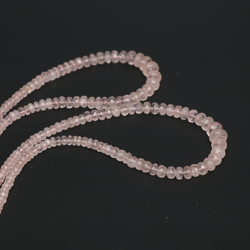Morganite Faceted Rondelle Beads, 3 mm to 9 mm, Morganite Jewelry Handmade Gift for Women, 18 Inches Full Strand, Price Per Strand - National Facets, Gemstone Manufacturer, Natural Gemstones, Gemstone Beads, Gemstone Carvings