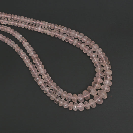 Morganite Faceted Rondelle Beads, 3 mm to 9 mm, Morganite Jewelry Making Beads, 18 Inches Full Strand, Price Per Strand