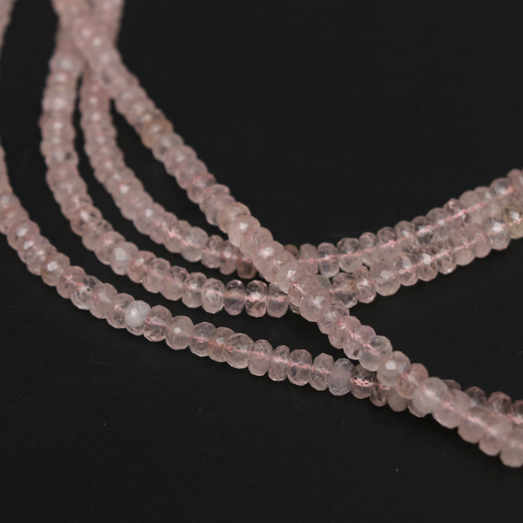Morganite Faceted Rondelle Beads, 3 mm to 9 mm, Morganite Jewelry Handmade Gift for Women, 18 Inches Full Strand, Price Per Strand - National Facets, Gemstone Manufacturer, Natural Gemstones, Gemstone Beads, Gemstone Carvings