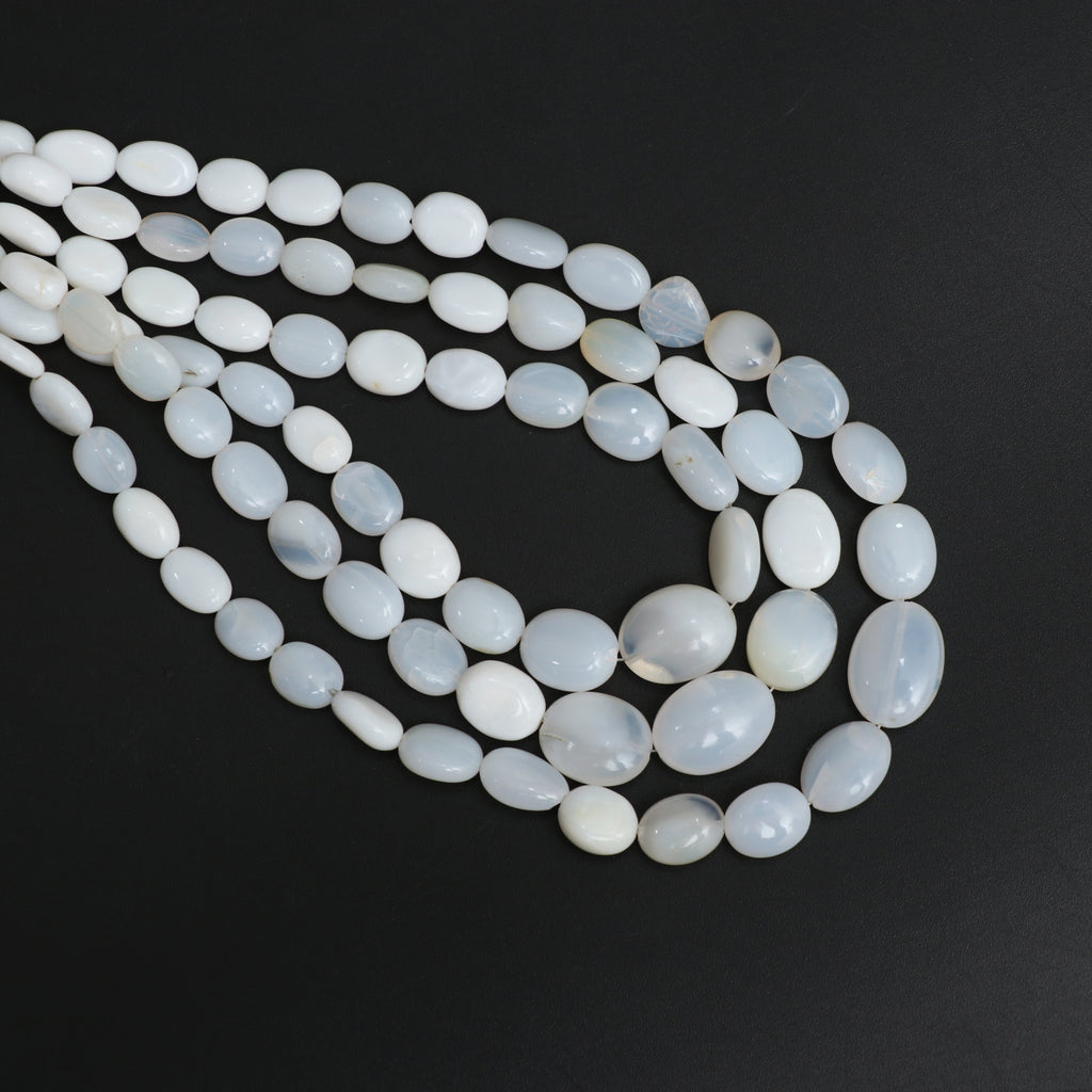 White Opal Smooth Tumble Beads, 5.5x7 mm to 11x14 mm, Opal Jewelry Handmade Gift For Women, 18 Inch Full Strand, Price Per Strand - National Facets, Gemstone Manufacturer, Natural Gemstones, Gemstone Beads, Gemstone Carvings