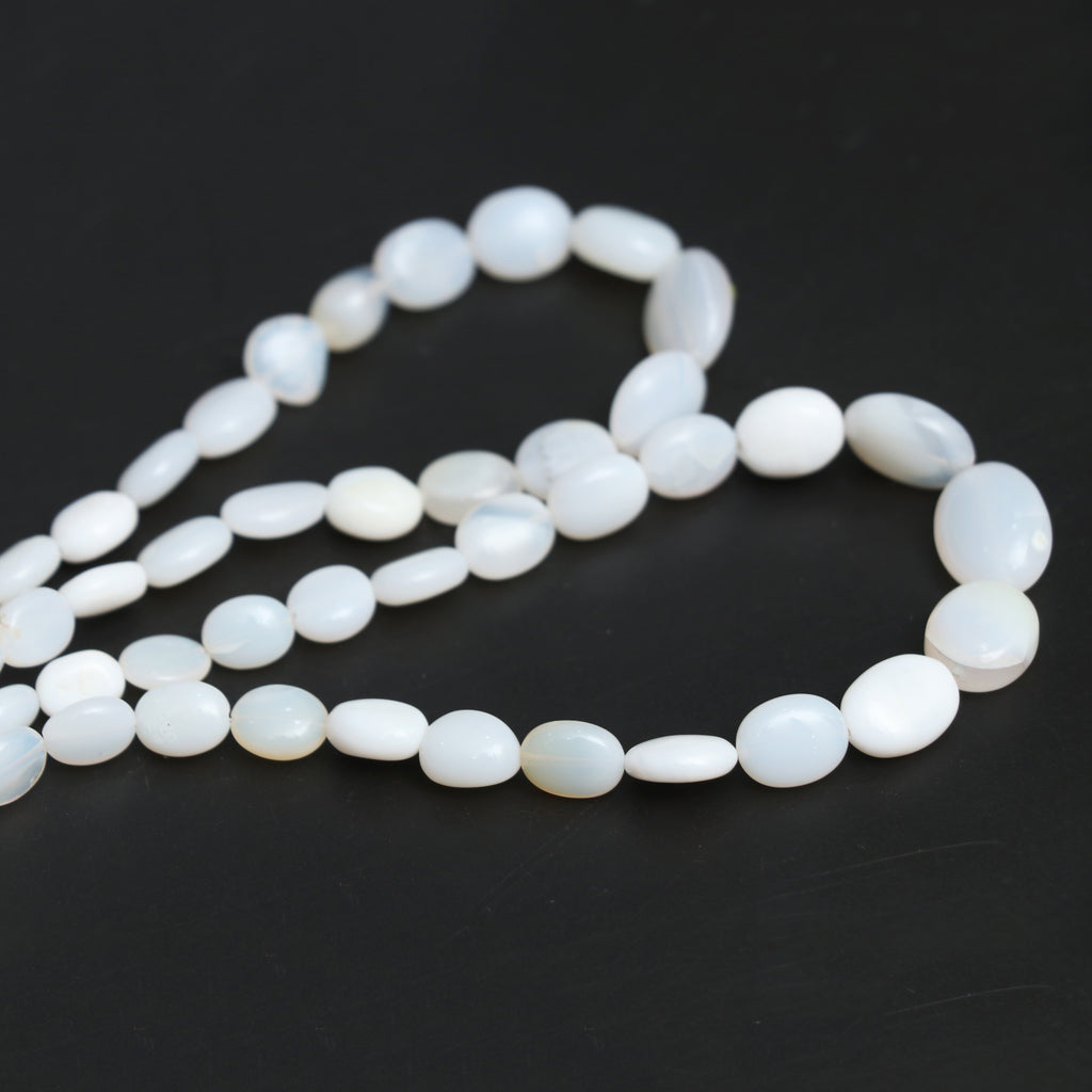 White Opal Smooth Tumble Beads, 5.5x7 mm to 11x14 mm, Opal Jewelry Handmade Gift For Women, 18 Inch Full Strand, Price Per Strand - National Facets, Gemstone Manufacturer, Natural Gemstones, Gemstone Beads, Gemstone Carvings