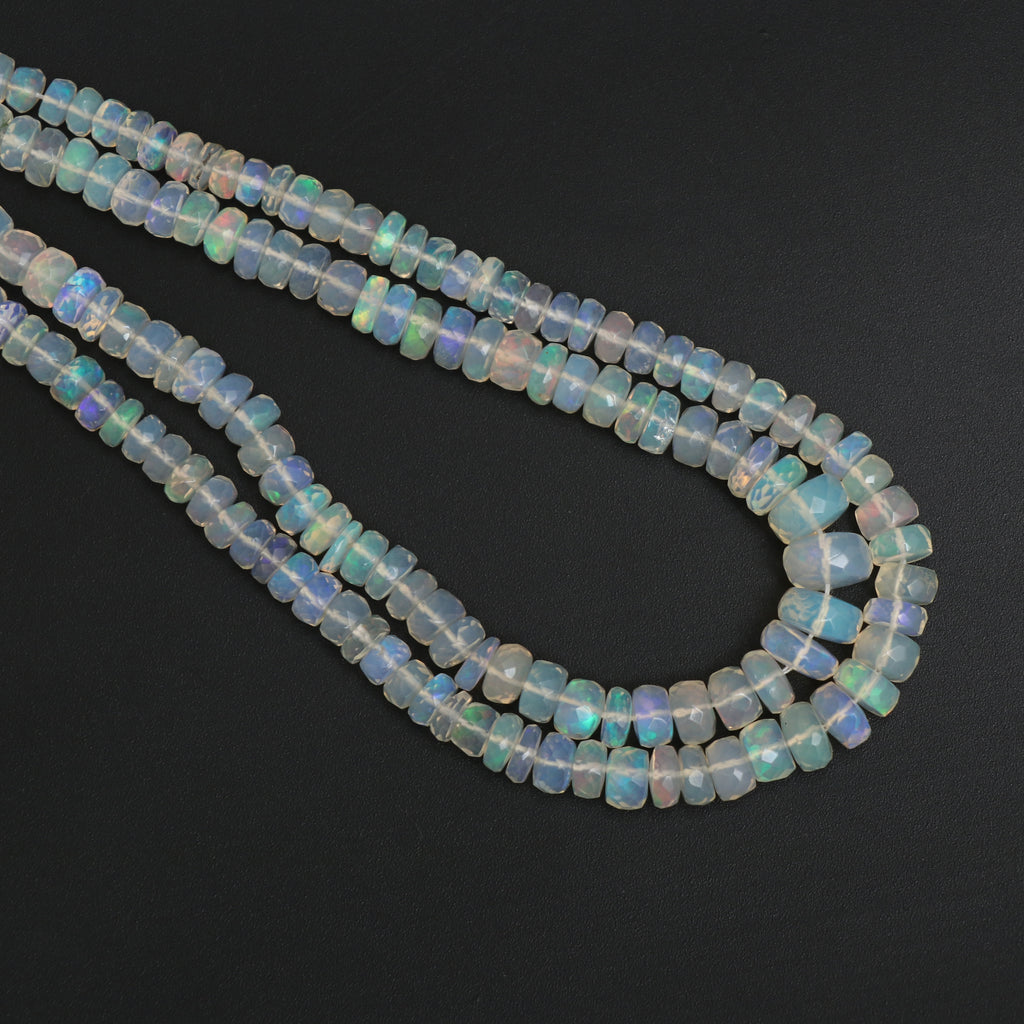 Natural Ethiopian Opal Faceted Rondelle Beads, 4 mm to 6 mm, Opal Jewelry Handmade Gift for Women, 19 Inch Strand, Price Per Strand - National Facets, Gemstone Manufacturer, Natural Gemstones, Gemstone Beads, Gemstone Carvings