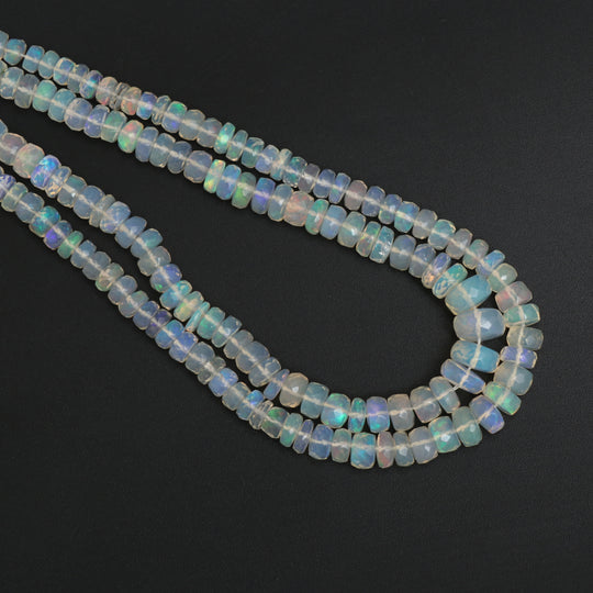 Natural Ethiopian Opal Faceted Rondelle Beads, 4 mm to 6 mm, Opal Jewelry Making Beads, 19 Inch Strand, Price Per Strand