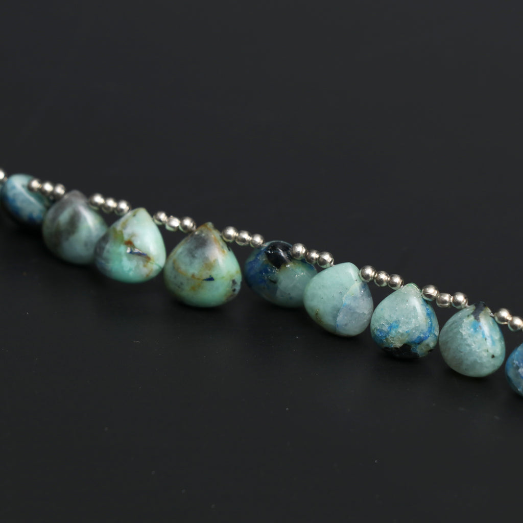 Azurite Feldspar Smooth Heart Beads, 6.5 mm to 12.5 mm, Azurite Jewelry Handmade Gift for Women, 7.5 Inches Full Strand, Price Per Strand - National Facets, Gemstone Manufacturer, Natural Gemstones, Gemstone Beads, Gemstone Carvings