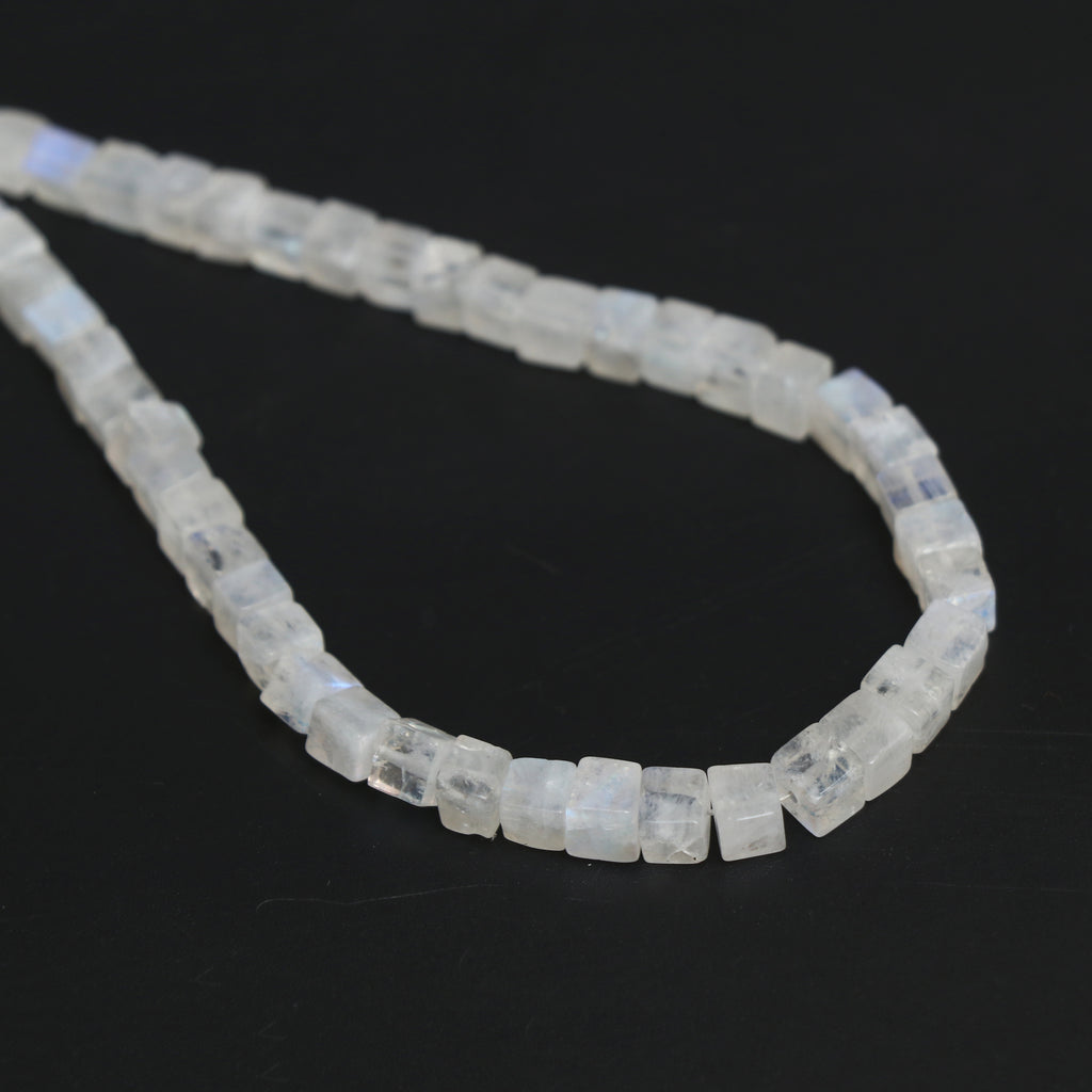 Rainbow Moonstone Smooth Cube Beads, 4.5 mm to 5 mm, Moonstone Jewelry Handmade Gift for Women, 14.5 Inches Full Strand, Price Per Strand - National Facets, Gemstone Manufacturer, Natural Gemstones, Gemstone Beads, Gemstone Carvings