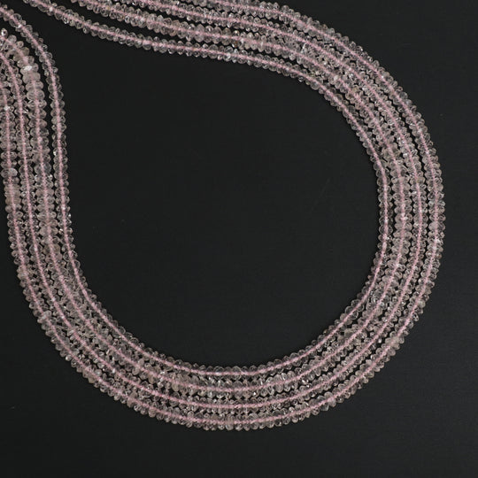 Morganite Micro Faceted Rondelle Beads, 3 mm to 4 mm, Morganite Jewelry Making Beads, 14 Inches Full Strand, Price Per Strand