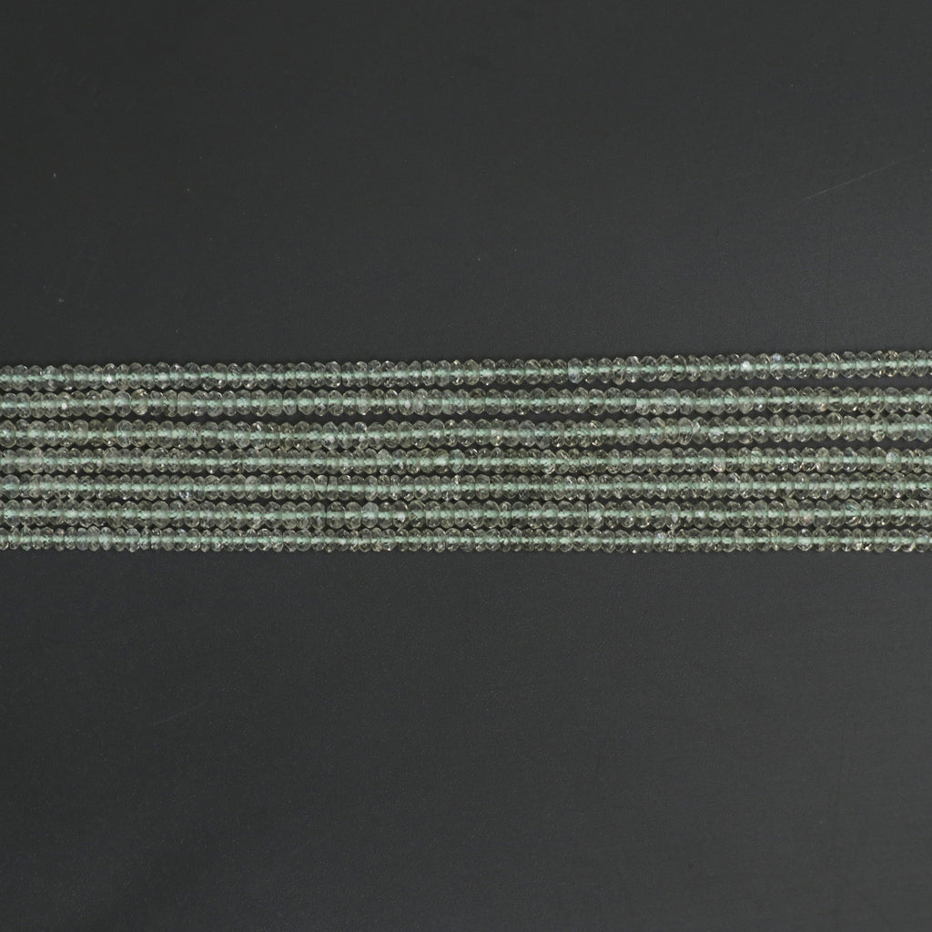 Green Beryl Micro Faceted Rondelle Beads, 3 mm to 4 mm, Green Beryl Jewelry Handmade Gift For Women, 14 Inches Full Strand, Price Per Strand - National Facets, Gemstone Manufacturer, Natural Gemstones, Gemstone Beads, Gemstone Carvings