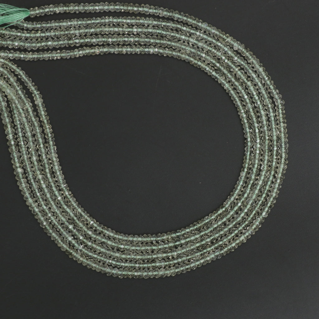 Green Beryl Micro Faceted Rondelle Beads, 3 mm to 4 mm, Green Beryl Jewelry Handmade Gift For Women, 14 Inches Full Strand, Price Per Strand - National Facets, Gemstone Manufacturer, Natural Gemstones, Gemstone Beads, Gemstone Carvings