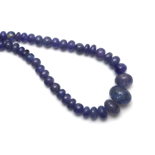 タンザナイト スムース ロンデル ビーズ、8 mm ～ 19 mm、タンザナイト ジュエリー メイキング ビーズ、16 インチ フル ストランド、1 ストランドあたりの価格