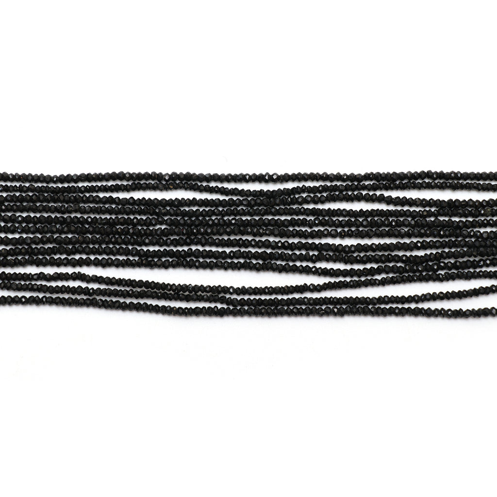 Natural Black Spinel Faceted Rondelle Beads, 2.5 mm, Black Spinel Jewelry Handmade Gift For Women, 13 Inches Full Strand, Price Per Strand - National Facets, Gemstone Manufacturer, Natural Gemstones, Gemstone Beads, Gemstone Carvings