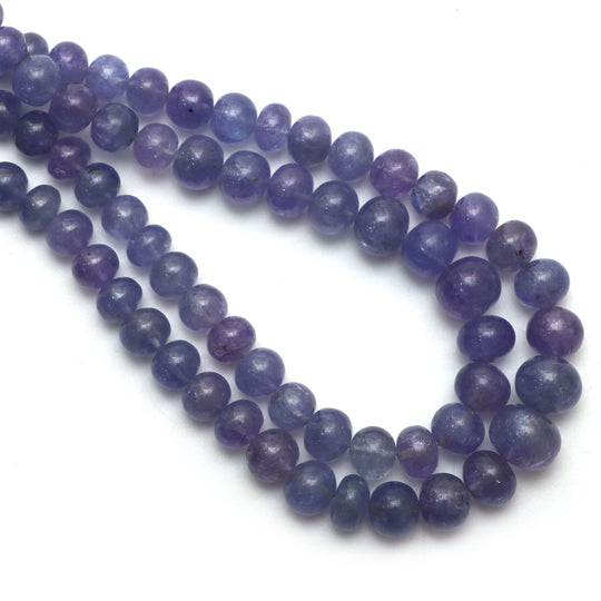 タンザナイト スムース ロンデル ビーズ、8 mm ～ 11.5 mm、タンザナイト ジュエリー メイキング ビーズ、16 インチ フル ストランド、1 ストランドあたりの価格