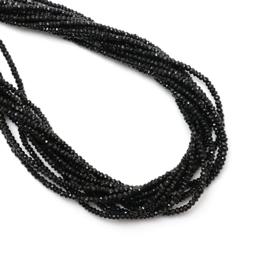 Natural Black Spinel Faceted Rondelle Beads, 2.5 mm, Spinel Jewelry Making Beads, 13 Inches Full Strand, Price Per Strand