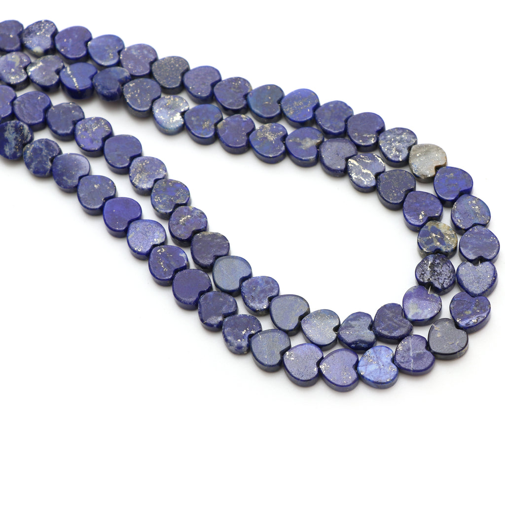 Natural Lapis Smooth Heart Shape Both Side Flat Beads, 10x10 mm, Lapis Heart Jewelry Making Beads, 8 Inches / 19 Inches, Price Per Strand - National Facets, Gemstone Manufacturer, Natural Gemstones, Gemstone Beads, Gemstone Carvings