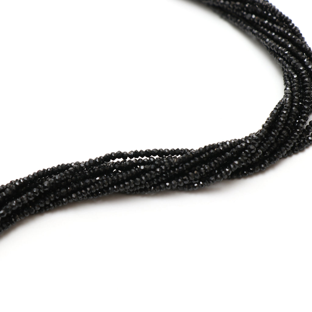 Natural Black Spinel Faceted Rondelle Beads, 2.5 mm, Black Spinel Jewelry Handmade Gift For Women, 13 Inches Full Strand, Price Per Strand - National Facets, Gemstone Manufacturer, Natural Gemstones, Gemstone Beads, Gemstone Carvings