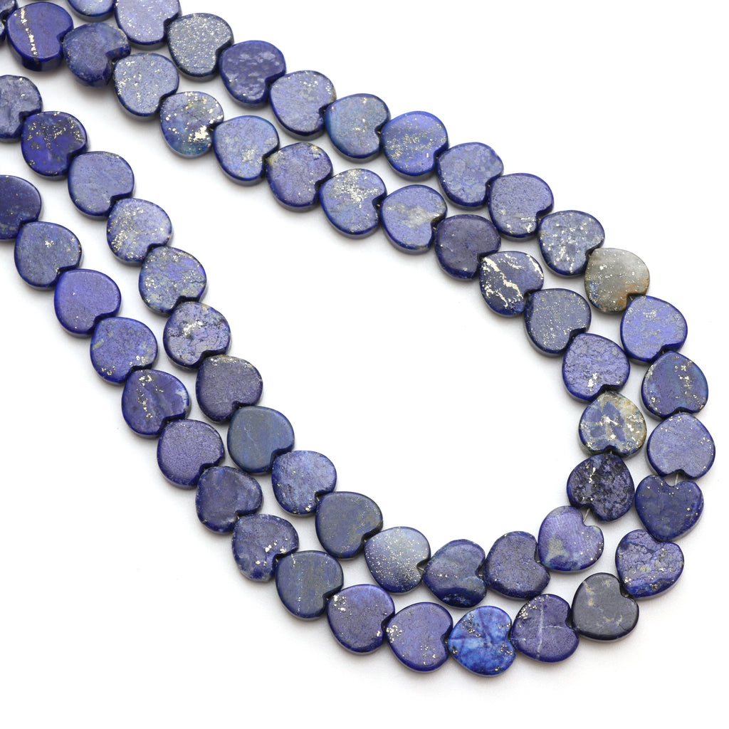 Natural Lapis Smooth Heart Shape Both Side Flat Beads, 10x10 mm, Lapis Heart Jewelry Making Beads, 8 Inches / 19 Inches, Price Per Strand - National Facets, Gemstone Manufacturer, Natural Gemstones, Gemstone Beads, Gemstone Carvings