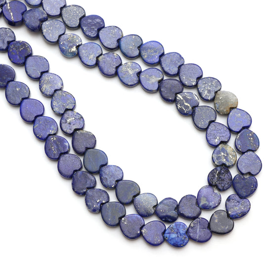 Natural Lapis Smooth Heart Shape Both Side Flat Beads, 10x10 mm, Lapis Heart Jewelry Making Beads, 19 Inches, Price Per Strand