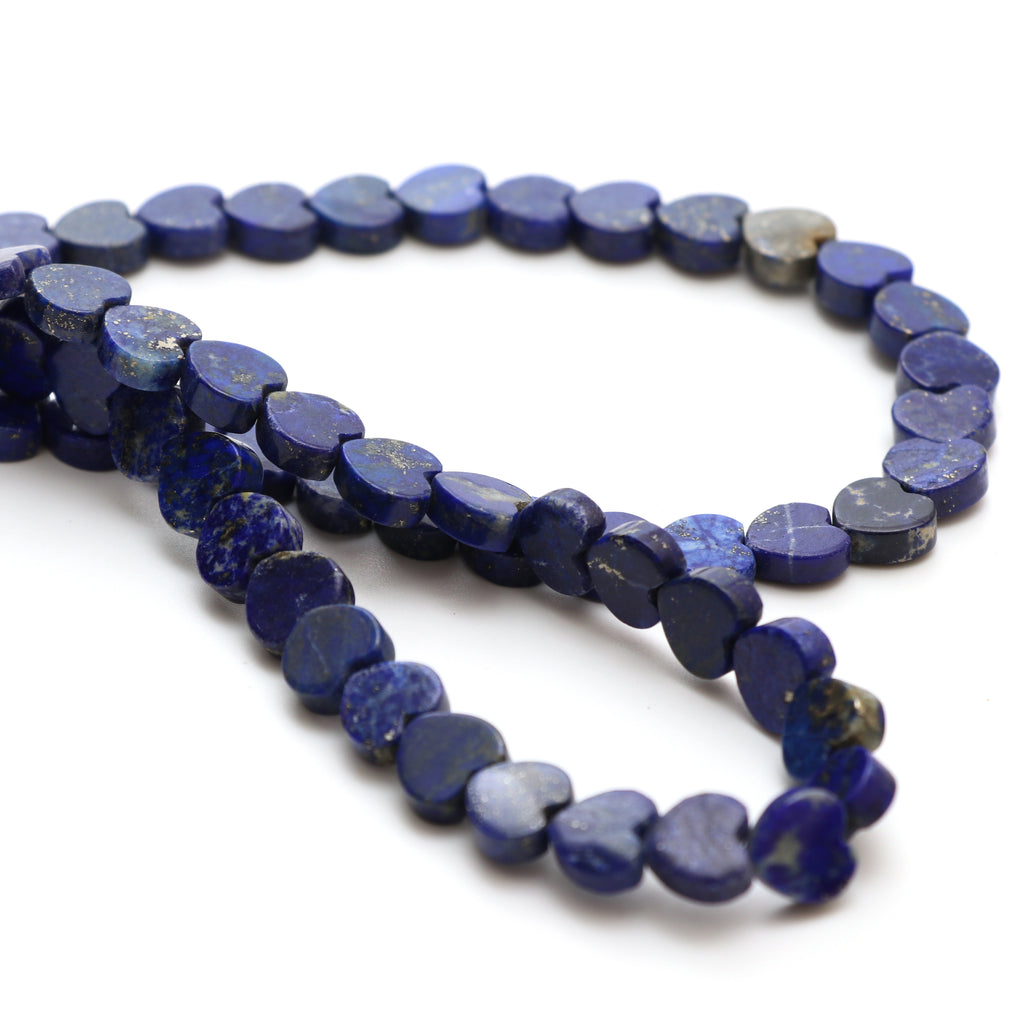 Natural Lapis Smooth Heart Shape Both Side Flat Beads, 10x10 mm, Lapis Heart Jewelry Making Beads, 8 Inches / 19 Inches, Price Per Strand - National Facets, Gemstone Manufacturer, Natural Gemstones, Gemstone Beads, Gemstone Carvings